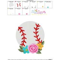 Baseball Flowers Embroidery Design Pattern-3