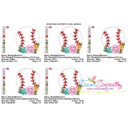 Baseball Flowers Applique Design Pattern-2