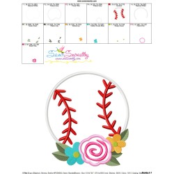 Baseball Flowers Applique Design Pattern-3