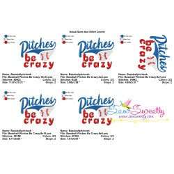 Baseball Pitches Be Crazy Lettering Embroidery Design Pattern-2