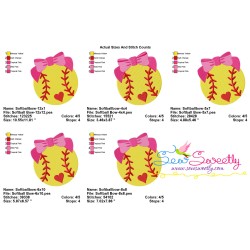 Softball Bow Embroidery Design Pattern-2