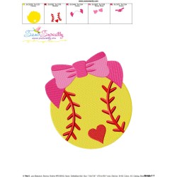 Softball Bow Embroidery Design Pattern-3