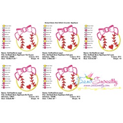 Softball Bow Applique Design Pattern-2