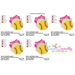 Softball Home Plate Bow Embroidery Design Pattern-2