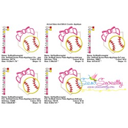 Softball Home Plate Bow Applique Design Pattern-2