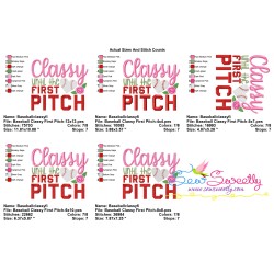 Baseball Classy First Pitch Lettering Embroidery Design Pattern-2