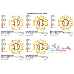 Baseball Sunflower Applique Design Pattern-2
