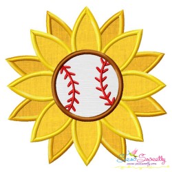 Baseball Sunflower Applique Design Pattern-1