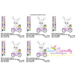 Easter Bunny Bicycle Embroidery Design Pattern-2