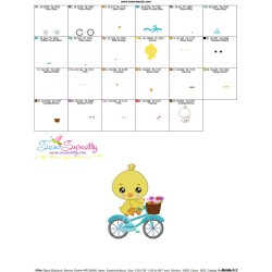 Easter Chick Bicycle Embroidery Design Pattern-3