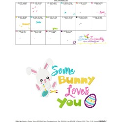 Some Bunny Loves You Lettering Embroidery Design Pattern-3