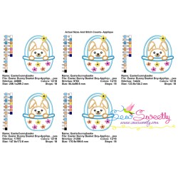 Easter Bunny Boy Basket Applique Design Pattern-2