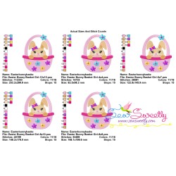 Easter Bunny Girl Basket Embroidery Design Pattern-2