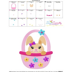 Easter Bunny Girl Basket Embroidery Design Pattern-3