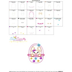 Easter Bunny Girl Basket Applique Design Pattern-3