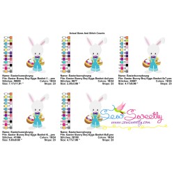 Easter Bunny Boy Eggs Basket Embroidery Design Pattern-2