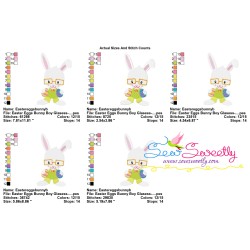 Easter Eggs Bunny Boy Glasses Embroidery Design Pattern-2