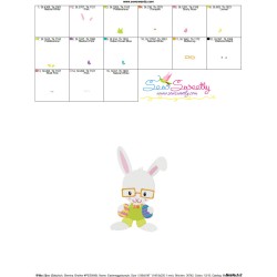 Easter Eggs Bunny Boy Glasses Embroidery Design Pattern-3