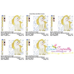 Golden Unicorn Block-6 Embroidery Design Pattern-2
