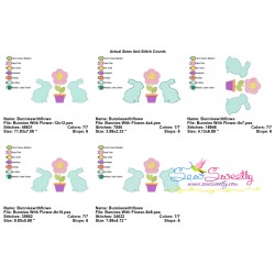 Bunnies With Flower Embroidery Design Pattern-2