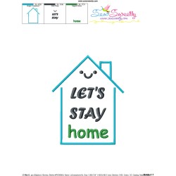 Free Let's Stay Home Corona Lettering Embroidery Design Pattern-3