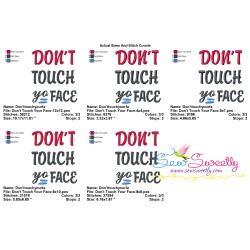 Free Don't Touch Your Face Corona Virus Lettering Embroidery Design Pattern-2