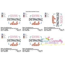 Free Social Distancing Club Corona Virus Lettering Embroidery Design Pattern-2