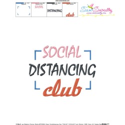 Free Social Distancing Club Corona Virus Lettering Embroidery Design Pattern-3