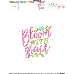 Bloom With Grace Spring Lettering Embroidery Design Pattern-3