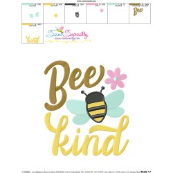 Bee Kind Spring Lettering Embroidery Design Pattern-3
