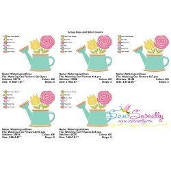 Watering Can Flowers-2 Embroidery Design Pattern-2
