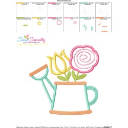 Watering Can Flowers-2 Applique Design Pattern-3