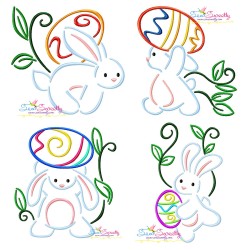 Bunny Carrying Easter Egg Embroidery Design Bundle-1