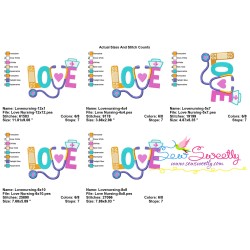 Love Nursing Stethoscope Bandage Lettering Embroidery Design Pattern-2