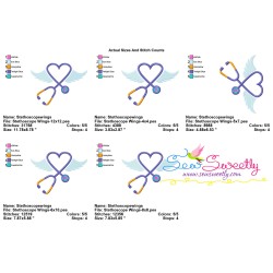 Stethoscope Wings Medical Embroidery Design Pattern-2