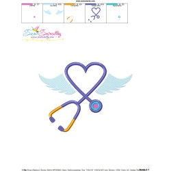 Stethoscope Wings Medical Embroidery Design Pattern-3