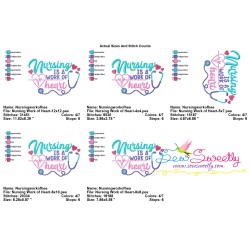 Nursing Is a Work of Heart Lettering Embroidery Design Pattern-2