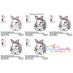 Bandana Easter Bunny Sketch Embroidery Design Pattern-2