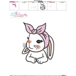 Bandana Easter Bunny Sketch Embroidery Design Pattern-3