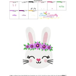 Easter Bunny Face Floral Embroidery Design Pattern-3