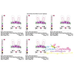 Easter Bunny Face Floral Applique Design Pattern-2