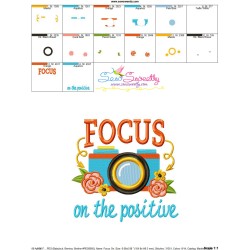 Focus On The Positive Floral Camera Lettering Embroidery Design Pattern-3