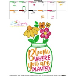 Bloom Where You Are Planted Jar Embroidery Design Pattern-3