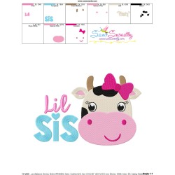 Cow Lil Sis Embroidery Design Pattern-3