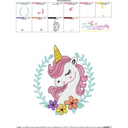 Unicorn Floral Frame Embroidery Design Pattern-3
