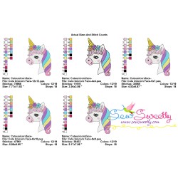 Cute Unicorn Face Floral Embroidery Design Pattern-2