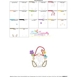 Spring Gnome Flowers Applique Design Pattern-3