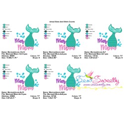 Mermaid Mom Tail Lettering Embroidery Design Pattern-2