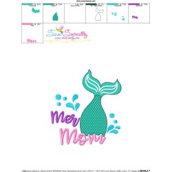 Mermaid Mom Tail Lettering Embroidery Design Pattern-3