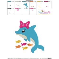 Cute Dolphin Bow Embroidery Design Pattern-3